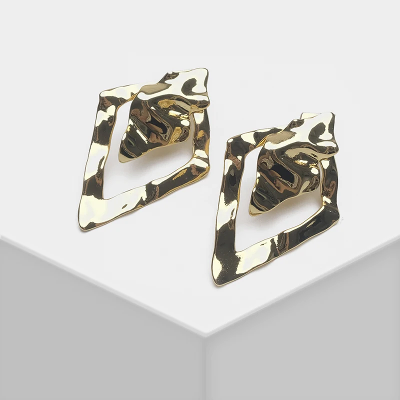 

Pleated rhombus design fashion drop earrings