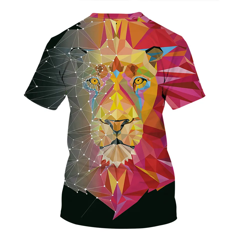 Коллекция года, новая модная летняя футболка с объемным рисунком для больших мальчиков и девочек детская классная футболка с забавным принтом с разноцветными волосами и изображением Льва и короля детские футболки, топы