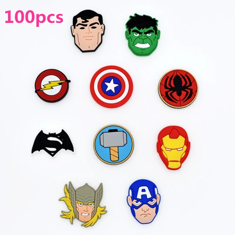 Новый 100 шт. мультфильм Avenger Человек-паук Бэтмен Капитан Америка ПВХ Flatback DIY Чистка