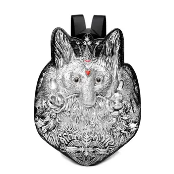 

Fashion 3D Fox Backpacks for Women Punk Personality Animals Backpack Teenagers Girls Cute Shoulder Bags Casual PU Leather Bags