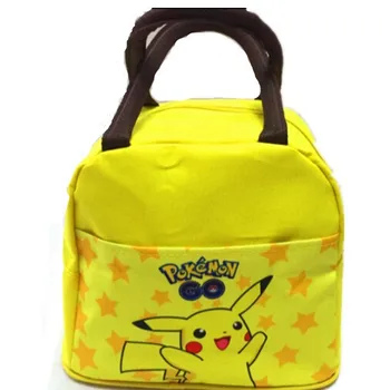 

Girl Boys Kids Cartoon Yellow Pikachu Food Lunch Bag Hnadbag Insulation Boxes Storage Container Gift 24x20x16cm Xmas
