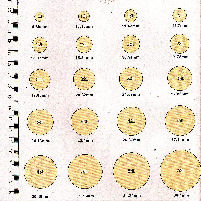 SIZE OF BUTTONS 