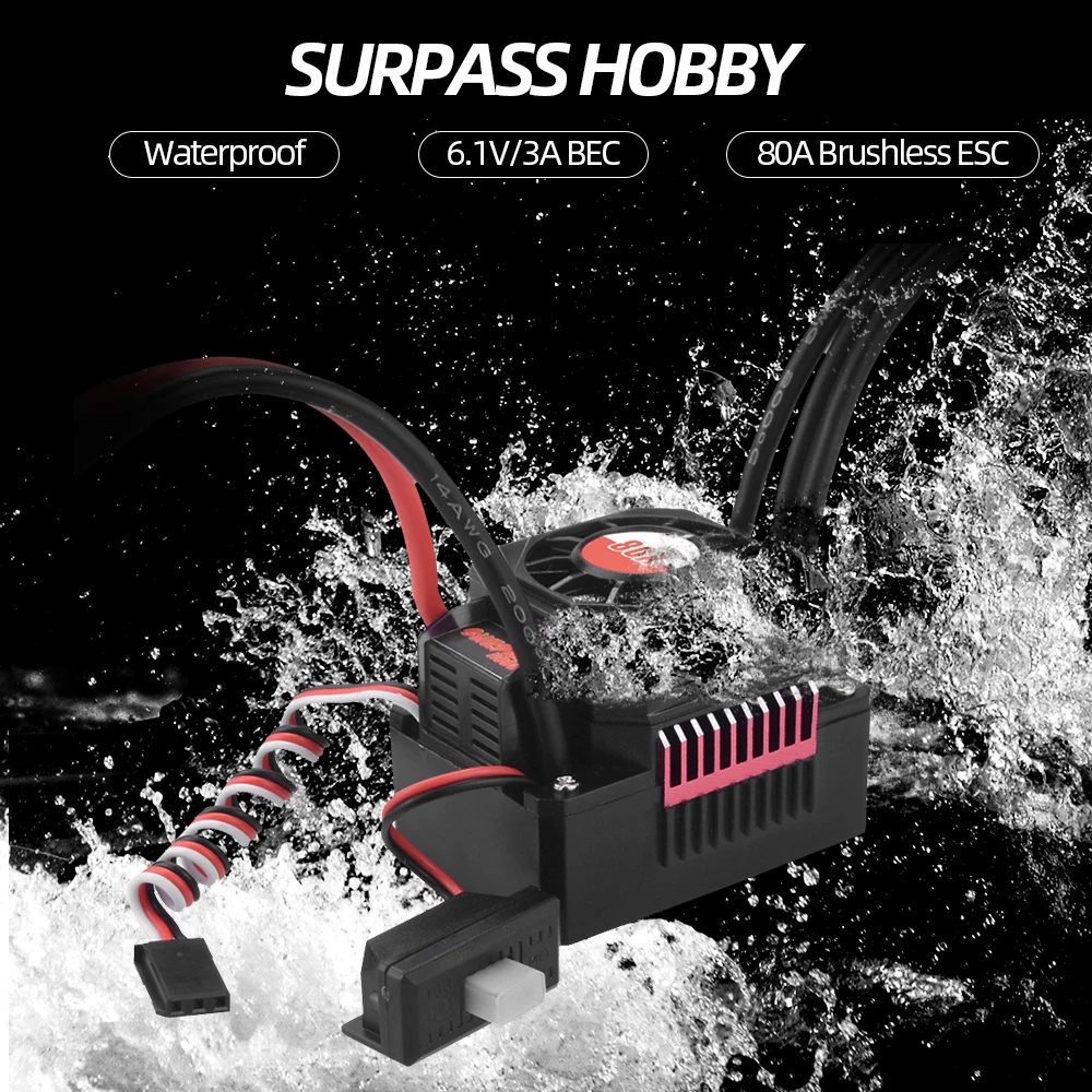 Водонепроницаемый Электрический регулятор скорости SURPASS HOBBY 80A с бесщеточным ESC
