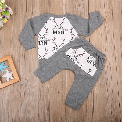 

Newborn Baby Boys Girls Deer Tops T-Shirt+Pants 2PCS Outfits Set Clothes 0-4T