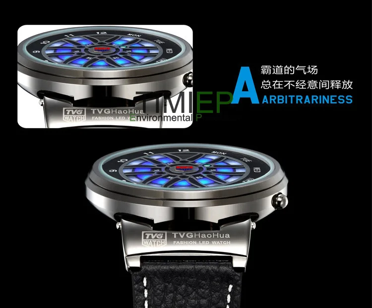 

wholesale  Black Cool Personality Dial X6 Roller Unique Design Blue LED Binary Mens Sport Watches