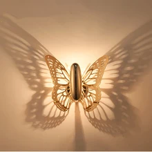Креативный светодиодный настенный светильник с бабочкой, абажур, Проекционные тени, Настенные светильники с золотой бабочкой, настенные бра для дома, кафе, бра