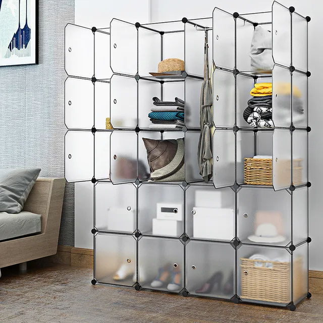 20 Cubes Interlocking Modular Storage Organizer Shelving Closet 20 Cubes Interlocking Modular Storage Organizer Shelving Closet Wardrobes Rack With Doors For Home Clothes Shoes Toys