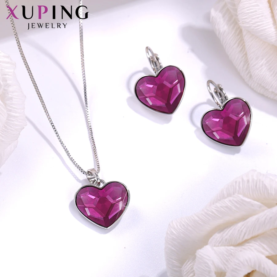 Xuping Love Heart с ожерельем/серьги комплект ювелирных изделий с кристаллами от Swarovski женские вечерние подарок на день Святого Валентина S169-60104