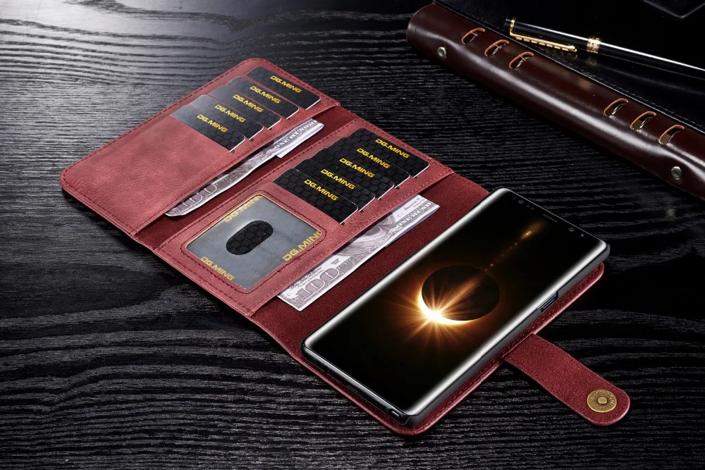 DG Ming кошелек Винтаж кожаный чехол для Samsung Galaxy Note8 Многофункциональный 10 слот для карт памяти Megnetic кошелек откидная крышка для Note8