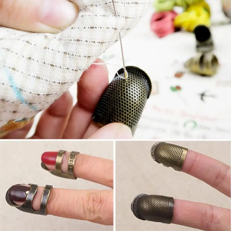 

1pcs Retro Finger Protector Thimble Ring Household Needle Sewing DIY Tools Metal Ring for Embroidery Sewing Craft Accessories