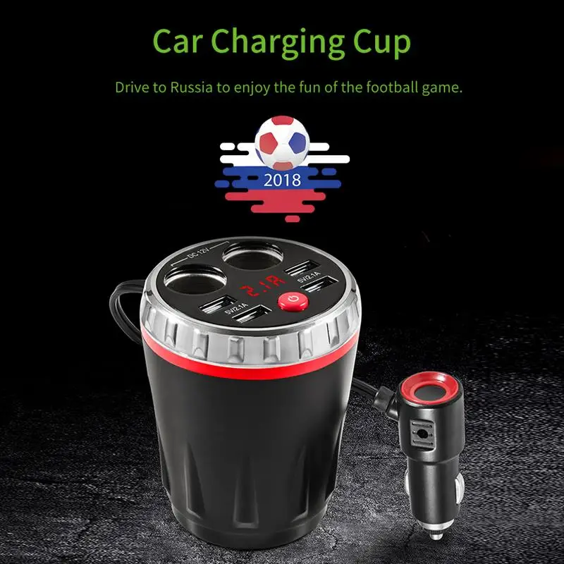 

Car Power Adapter Cup Intelligent Charging DC 12V Overcurrent Protection 2 Car Charger Socket Charging Cup