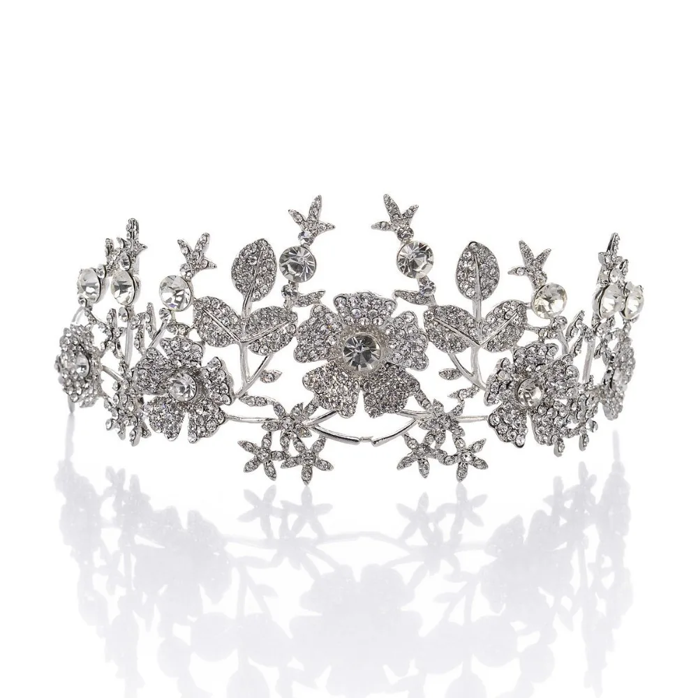 

Remedios Vintage Floral Design Rhinestone Wedding Crown Tiara Pageant Princess Headband Headpiece