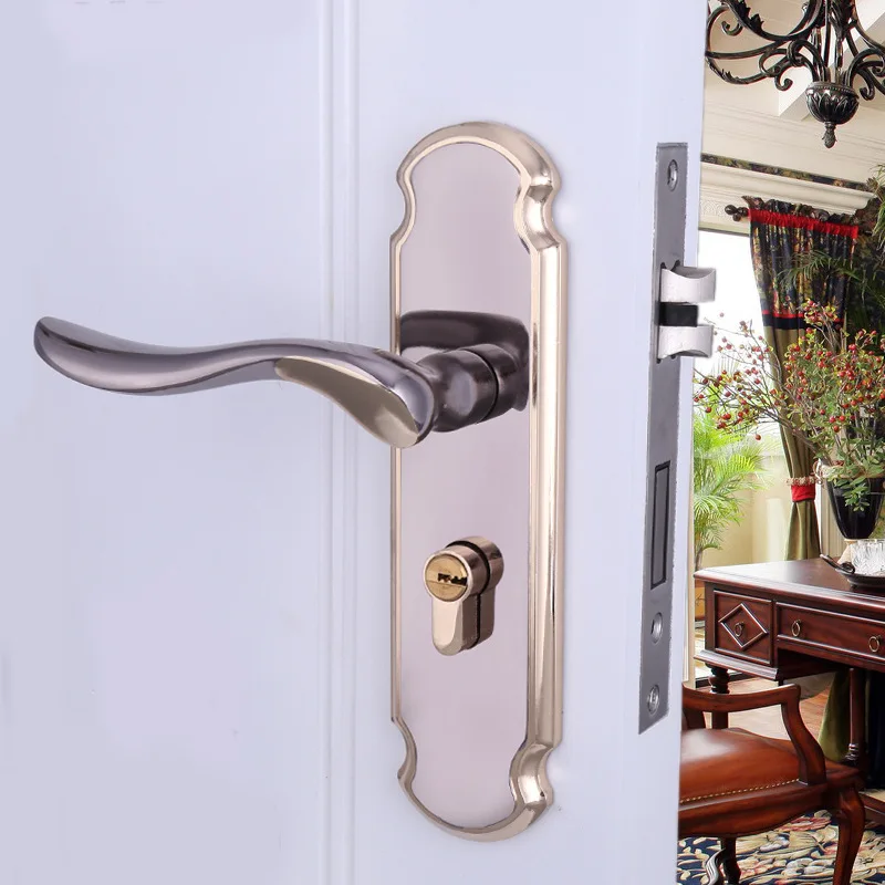 

2018 Fechadura Padlock Sale Contracted Indoor Door Lock Titanium Black Gold Lie Silent Room Hardware Locks Of Hand Lock. 628-68
