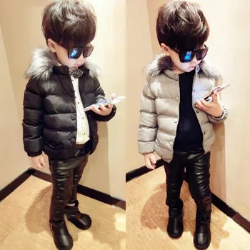 

Small Boys Fur Collar Cotton Jackets Coats Girl Short Jacket Outerwear Children's Clothing 2019 Winter 3-8 Years