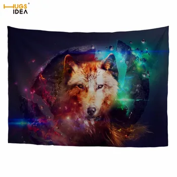 

HUGSIDEA Cool 3D Animal Wolf Horse Dog Wall Tapestry Beach Throw Mat Yoga Rug Wall Hanging Gobelin Livingroom Bedding Decoration