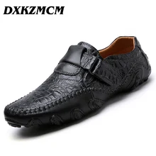 Модная мужская повседневная обувь из натуральной кожи; мокасины ручной работы для вождения; мужские лоферы без застежки