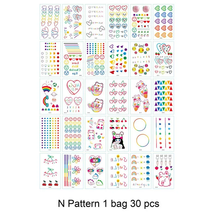 1 Bag 30 pcs DIY stationery stickers children Tattoo Stickers office stationery - Цвет: N