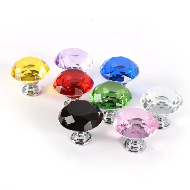 

NAIERDI Crystal Glass Knobs Diamond Shape Design Cupboard Drawer Pull Kitchen Cabinet Door Wardrobe Handles Hardware