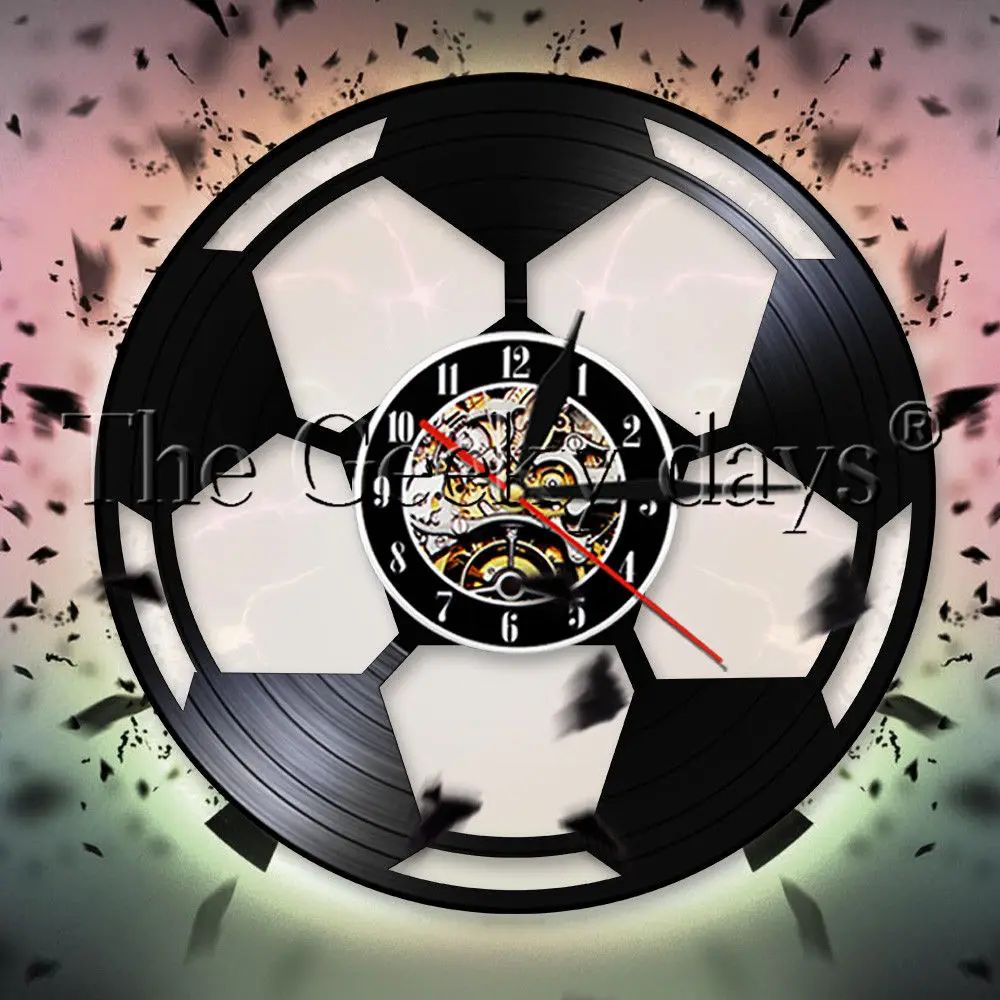 Football Shape Design Vinyl Record Wall Clock Modern Design Play