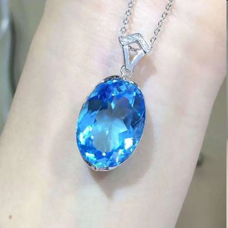 

2017 Qi Xuan_Blue Stone Simple Elegant Pendant Necklace_Real Blue Stone Necklace_Quality Guaranteed_Manufacturer Directly Sale