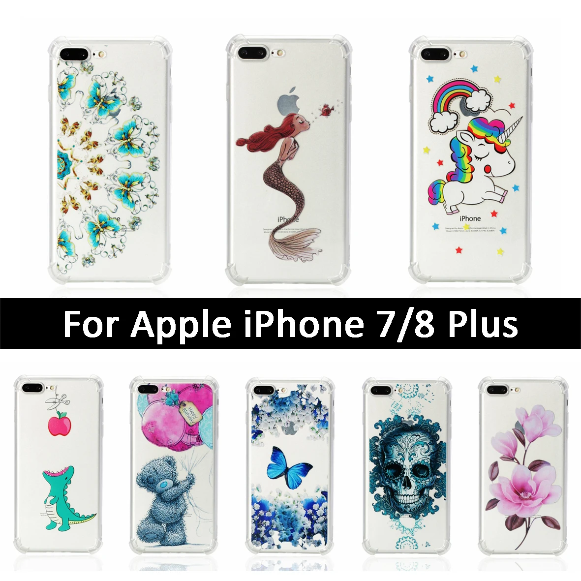 Case For Apple iPhone 7 8 Plus Anti-knock Soft TPU Silicone Cover Bumper 7Plus 8Plus Mobile Phone Cases 7P 8P Bag |