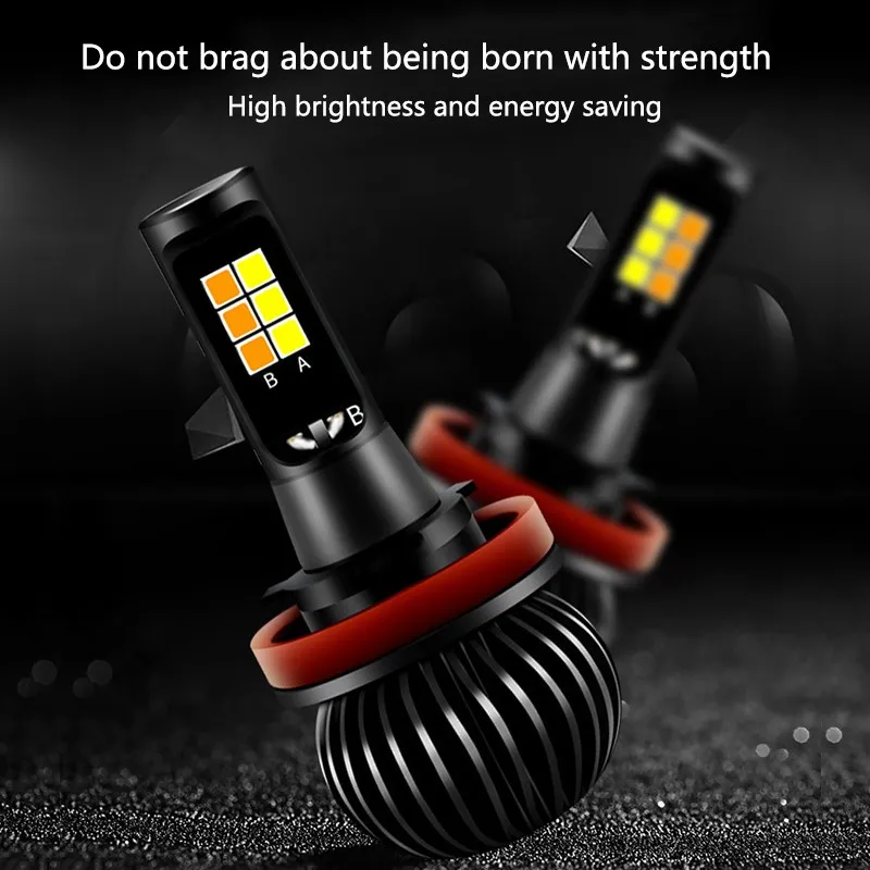 

DE.SOUL Auto Accessories Automotive LED Two-color Fog Lamp High-power H11 9006 881 H3 H8 Universal Front Fog Bulb