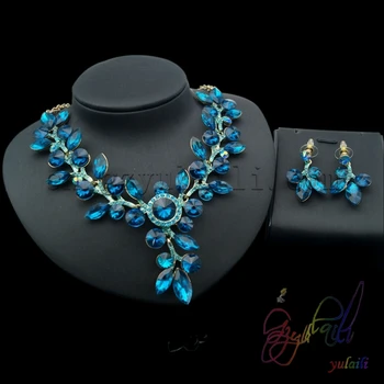

Yulaili Charming Custom Color Cubic Zircon Copper Ladies Crystal Two Jewelry Sets