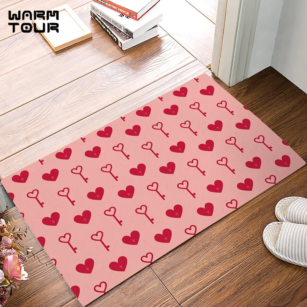 LovelyPinkHeartShapeKeyLockDoorMatsKitchenFloorBathEntrance
