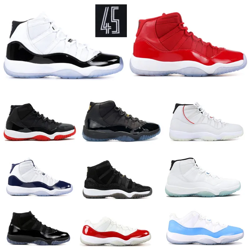 

45 Concords 23 Basketball Shoes 11s Platinum Tint Men Women Sports Sneaker Barons Cap and Gown Prom Night Gym Red Bred