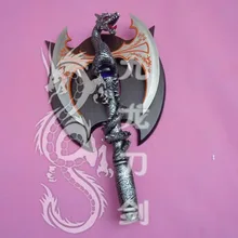 S3001 Дракон красные глаза синий шар Томагавк двойной топор полоарм с табличкой 16,6"