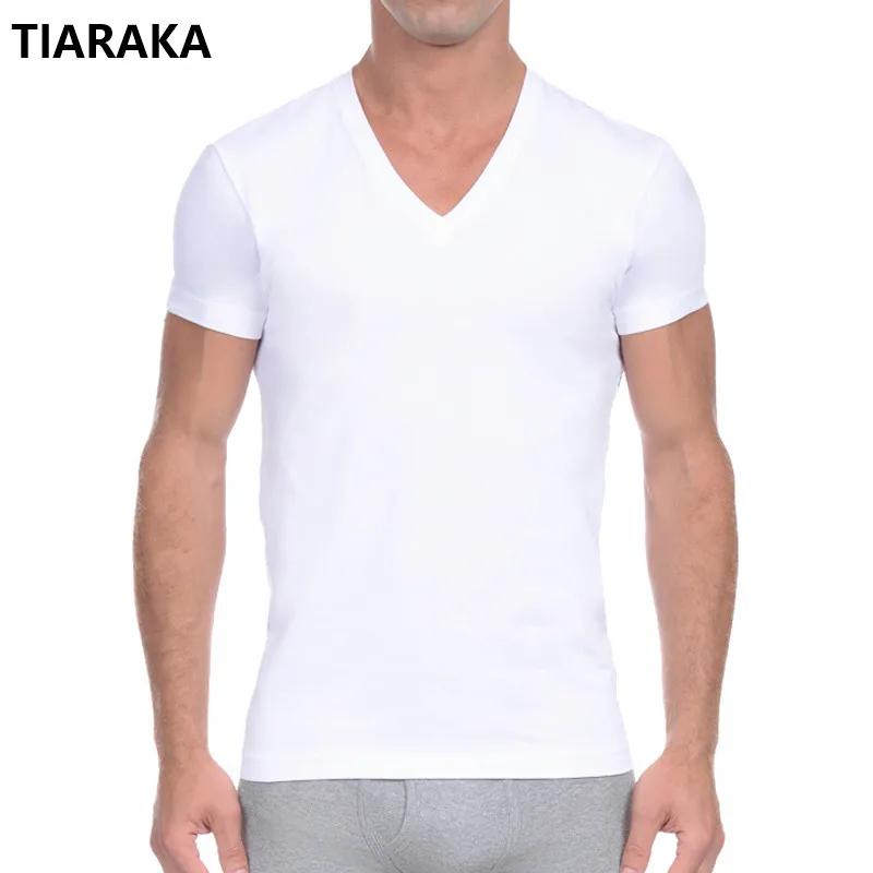 Men's Cotton Undershirts Underwear Short Sleeved Undershirt Summer V Neck Shirts Spandex Bodybuilding Solid ColorT Shirts 2565
