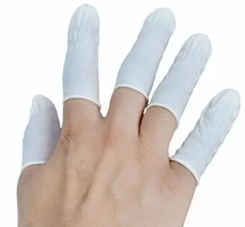 

White Protective Latex Finger Cots Finger Hand Protector Latex Glove nail art tool