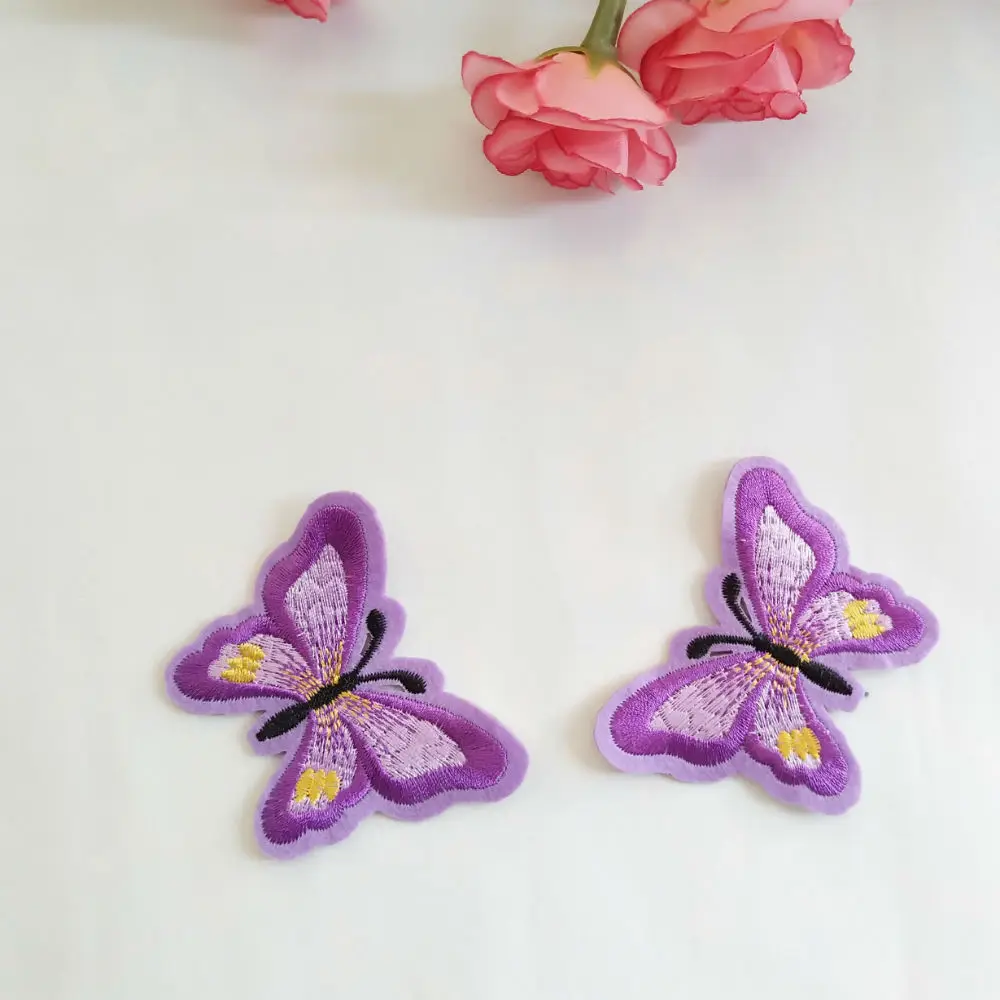 

2pcs Cute Butterfly Applique Embroidered Sew on Fabric Sticker for Garment Cap Bag Shoes Textile Diy Repair Craft Decoration