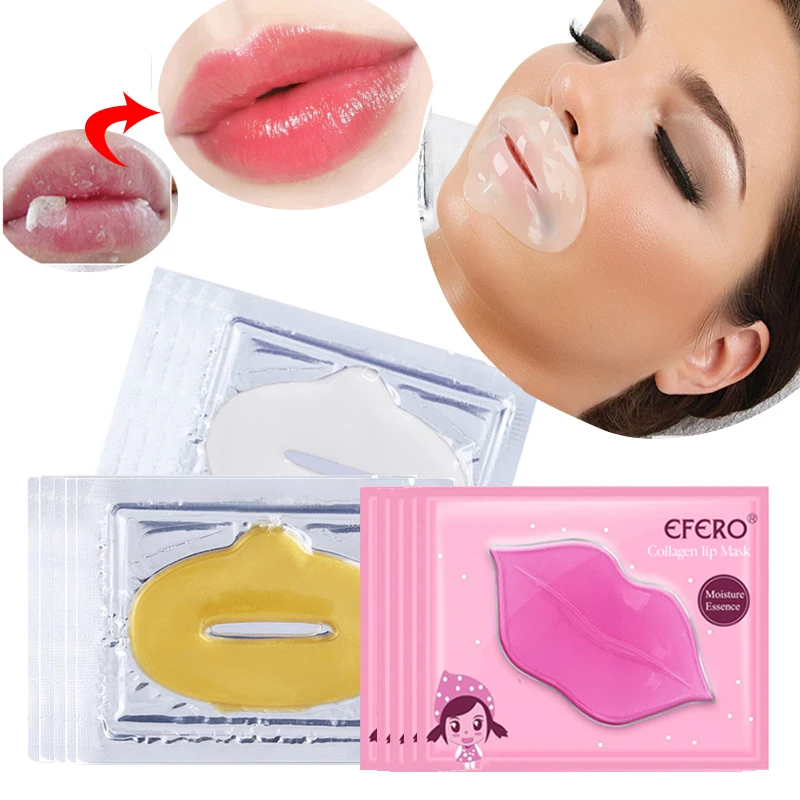 

5pcs Lip Plumper Crystal Collagen Lip Mask Pads Moisture Essence Anti Ageing Wrinkle Patch Pad Gel Full Lips Lip Enhancer