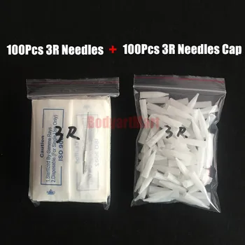 

HOT SALE 100Pcs 3R Needles and 100Pcs 3R Needles Caps For Permanent Makeup machine free shipping