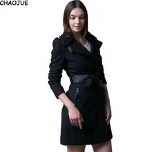 CHAOJUE меховые воротники шерстяное пальто женское британское осенне-зимнее длинное пальто из искусственной кожи с поясом в стиле пэчворк бушлат