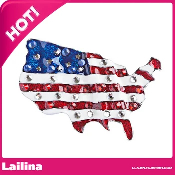 

Patriotic Jewelry Crystal Rhinestone American Flag Charm Brooch Pin