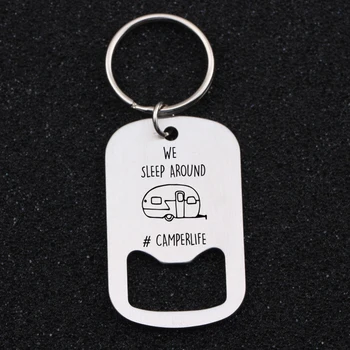 

Camping Lettering Beer Bottle Opener Shape Key Chain For Camping Lover Gift Remembrance Charm Key Pendant Men Women