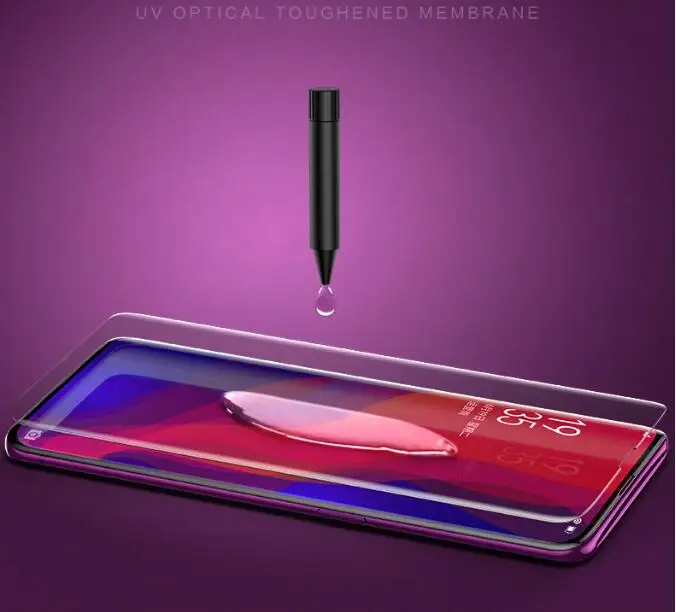 Новейший УФ жидкий Полный Клей закаленное стекло протектор экрана для OPPO Find X 1 большой светильник для Oppo Find X UV стекло