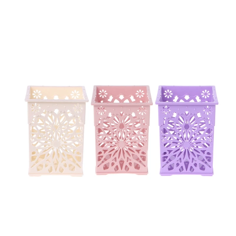

Desktop Hollow Pen Case Square Pencil Holder Makeup Brush Vintage Storage Boxes 12#25