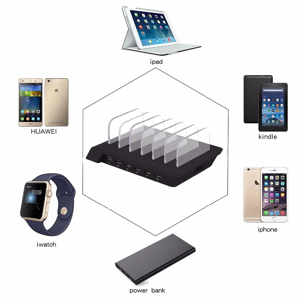 Koop Nieuwe 6 port USB laadstation multifunctionele lader adapter voor iphone android smartphone tablet xiaomi huawei iphone