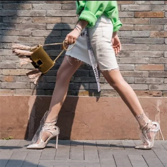 Fashion Women Sandals 2018 High Heels Transparent PVC Leather Gladiator Sandals Women Pumps Rain Catwalk Shoes Woman Sandalias (3)