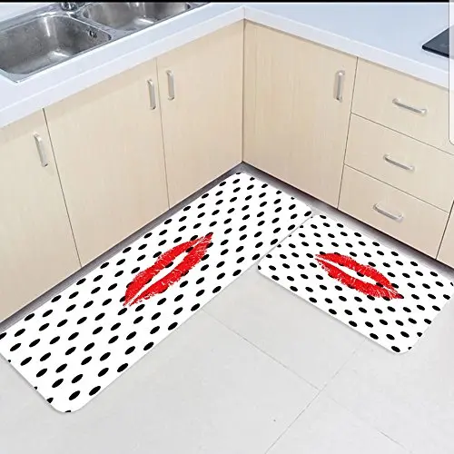 Us 30 14 50 Off 2 Piece Kitchen Mats And Rugs Set Wave Point Y Red Lip Home Deocr Non Skid Area Runner Doormats Carpet In Rug From Garden