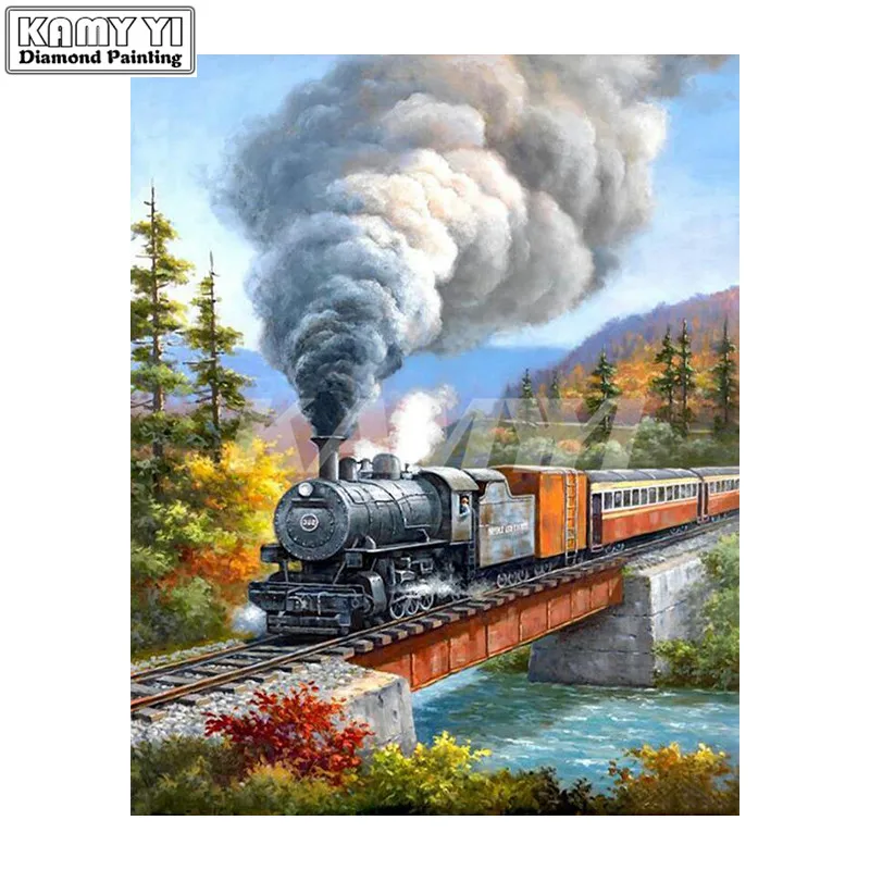 5d diy Diamond embroidery train diamond painting Cross Stitch full square drill Rhinestone mosaic home-1_