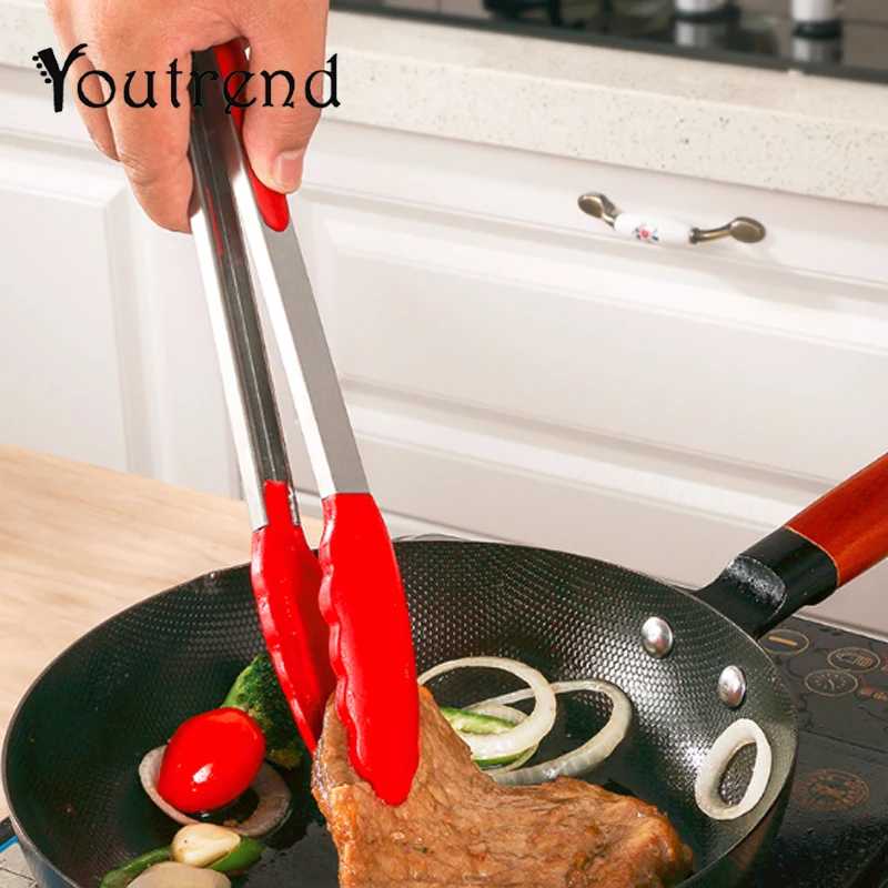 

Silicone BBQ Grilling Tong Salad Bread Serving Tong Non-Stick Kitchen Barbecue Grilling Cooking Tong with Joint Lock