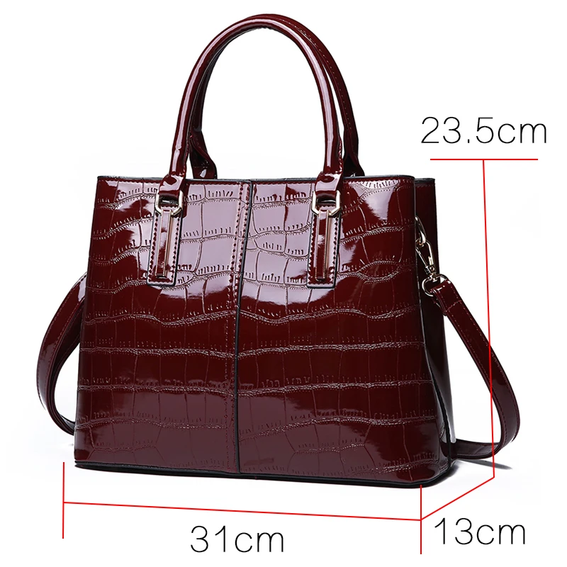 US $27.50 Fashion 3 Sets Women Handbags 2020 High Quality Patent Leather Women Brands ToteLadies Shoulder Messenger BagClutch