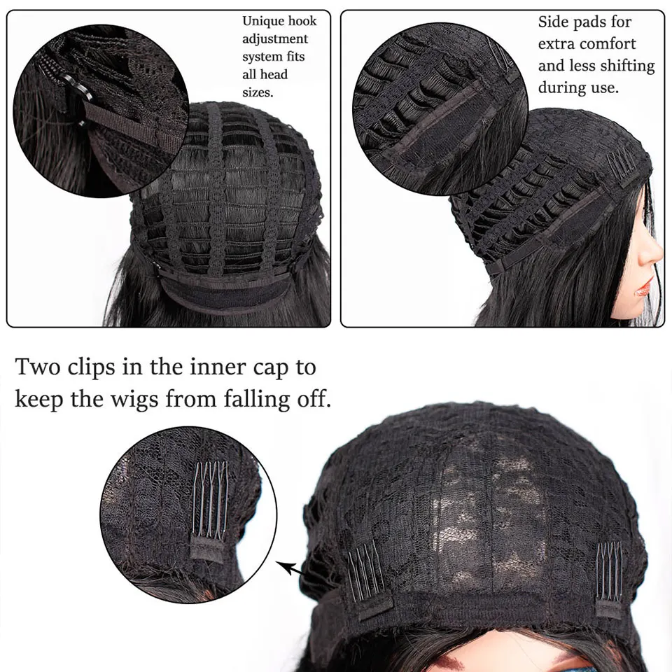 Peluca de fiesta de Cosplay para Mujeres Negras/blancas de pelo sintético de parte de pelo Natural peluca ondulada marrón larga