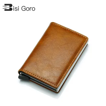 

BISI GORO Rfid Card Holder Men Wallets Money Bag Male Vintage Black Short Purse New Small Leather Slim Wallets Mini Wallets Thin