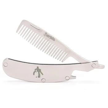 

1 PCS Men Stainless Beard Comb Womens Beauty Handmade Folding Pocket Clip Hair Moustache Beard Comb Shacing Combs
