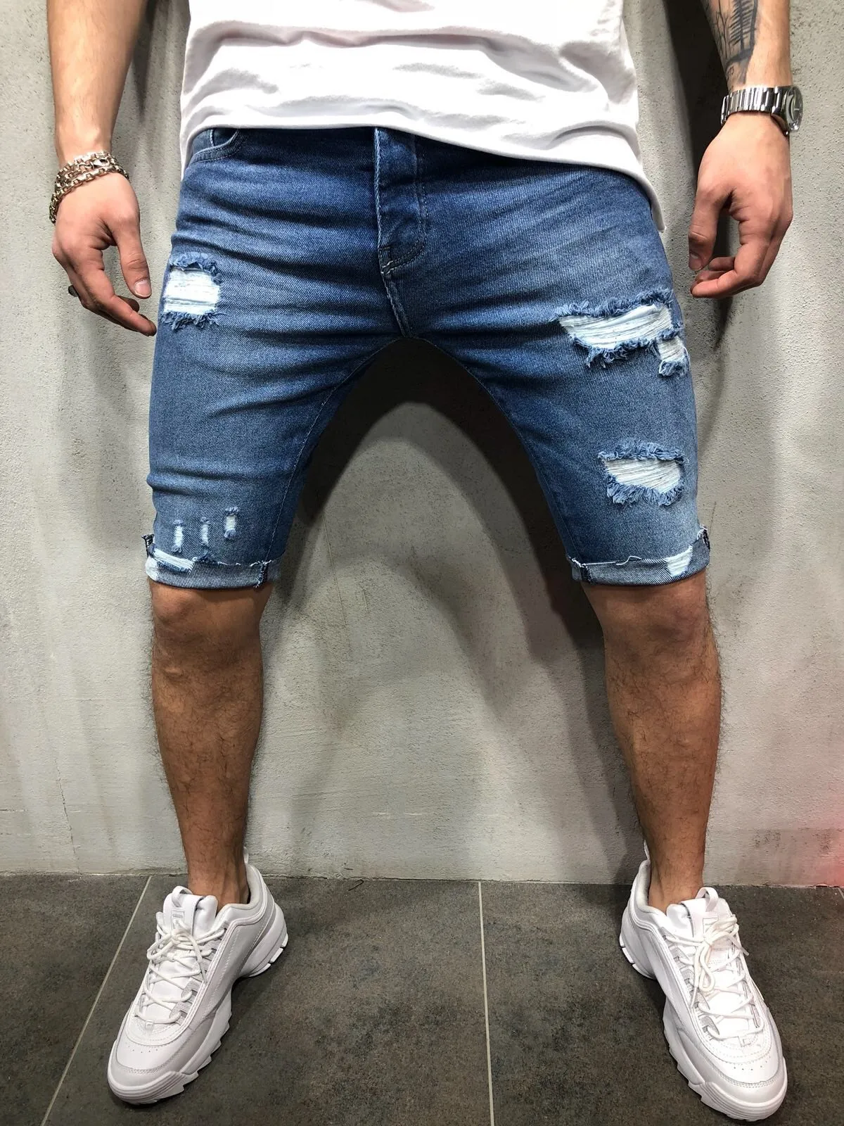Black Friday Denim Shorts Men Hole Casual Shorts New Fashion Mens Ripped Short Jeans Male Clothing Summer Cotton Shorts Breathable